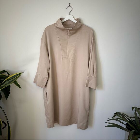 NWT COS Lyocell Utility Long Sleeve Dress in Beige Size 12 - Picture 5 of 10